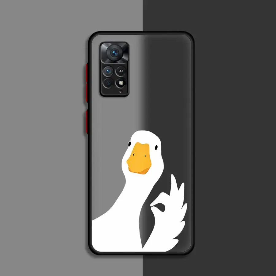 Cartoon Doubt Duck Cover Phone Case for Xiaomi Redmi Note 11 Pro 12 Pro 5G 9Pro 13Pro 9S 9T 10 10S 11 13S 10pro 12S  Matte Clear