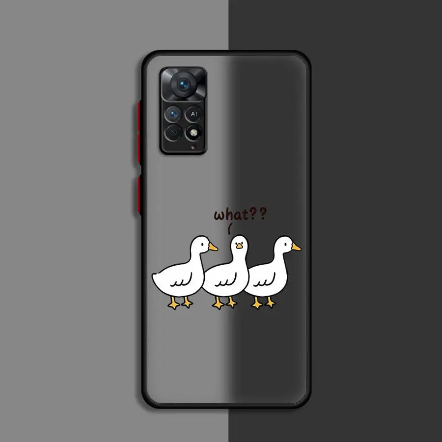 Cartoon Doubt Duck Cover Phone Case for Xiaomi Redmi Note 11 Pro 12 Pro 5G 9Pro 13Pro 9S 9T 10 10S 11 13S 10pro 12S  Matte Clear