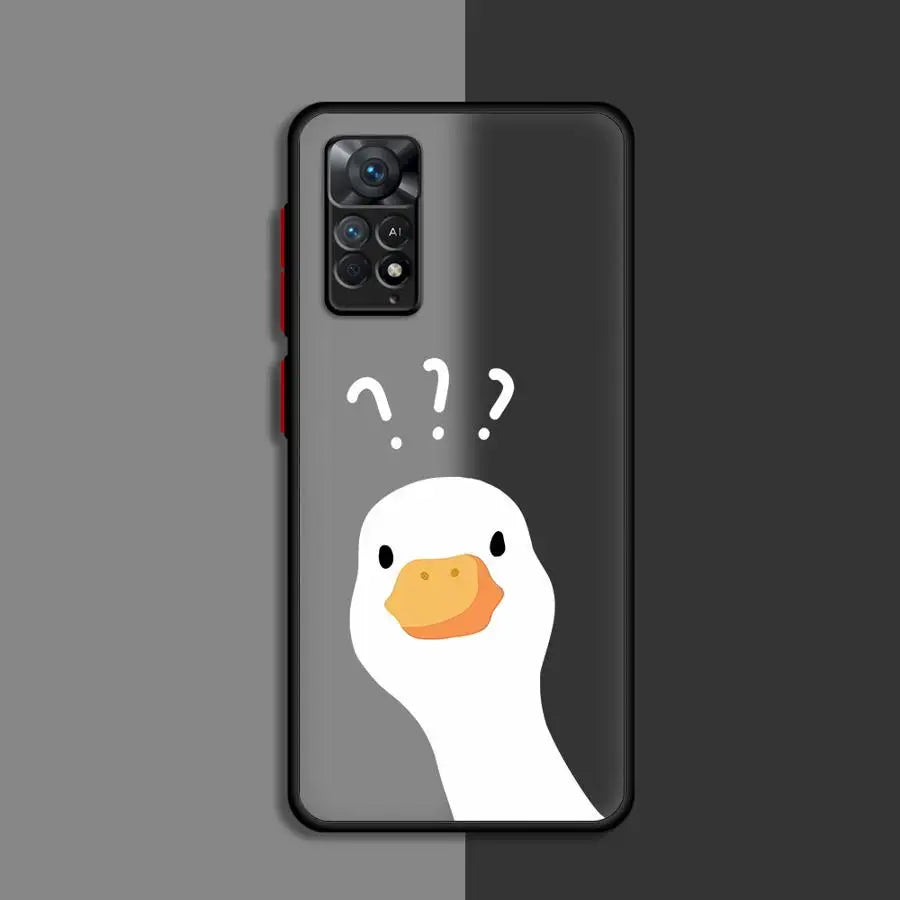 Cartoon Doubt Duck Cover Phone Case for Xiaomi Redmi Note 11 Pro 12 Pro 5G 9Pro 13Pro 9S 9T 10 10S 11 13S 10pro 12S  Matte Clear