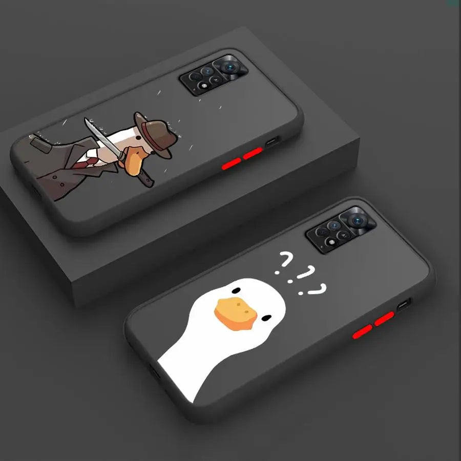 Cartoon Doubt Duck Cover Phone Case for Xiaomi Redmi Note 11 Pro 12 Pro 5G 9Pro 13Pro 9S 9T 10 10S 11 13S 10pro 12S  Matte Clear